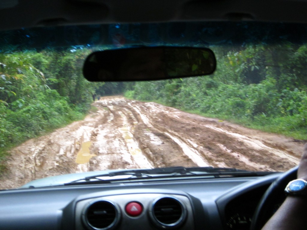 Die Zufahrtsstraße in der Regenzeit