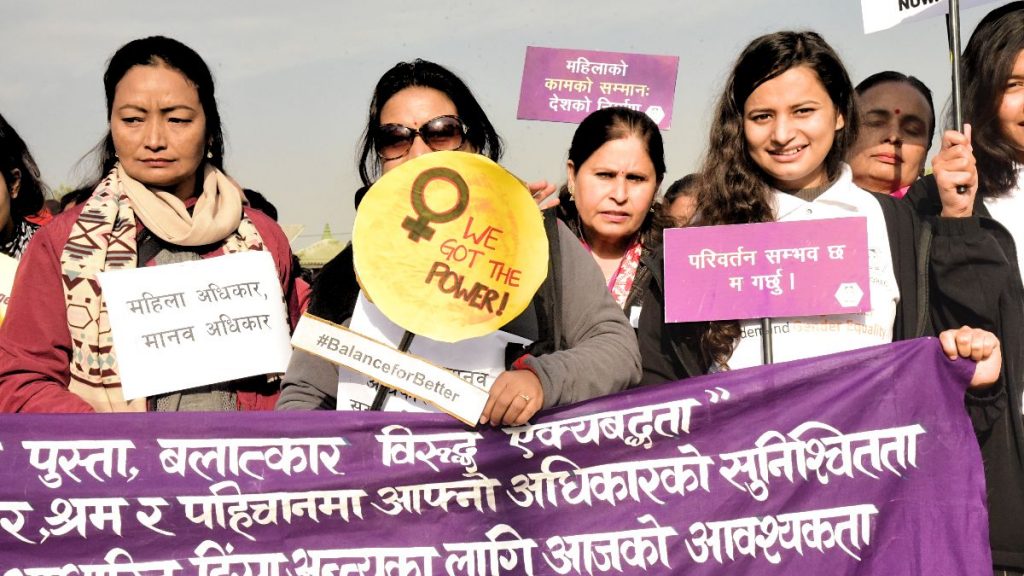 Weltfrauentag Proteste Nepal WOREC Gender Based Violence