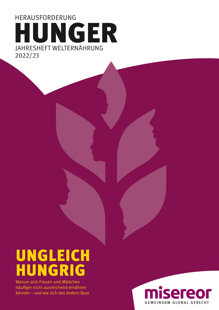Cover der Publikation "Herausforderung Hunger - Jahresheft Welternährung 2022/23". Ungleich hungrig.