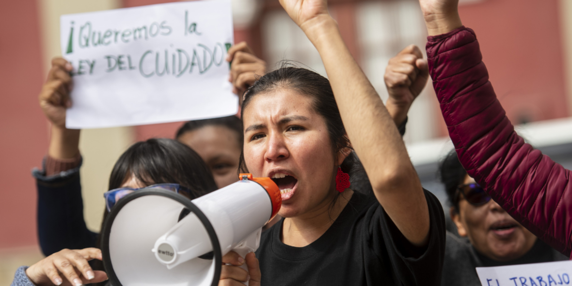 Protestierende Frauen in Bolivien
